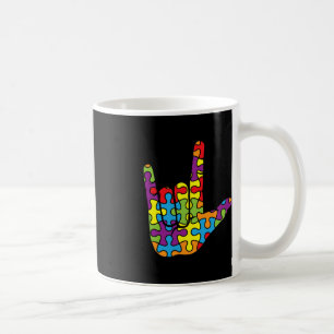ASL Kärlek-teckenspråk - Autistisk puzzle Autism A Kaffemugg