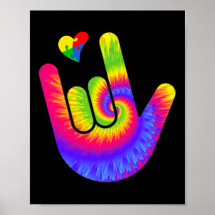 Asl Kärlek teckenspråk Hand Autism Awareness Heart Poster