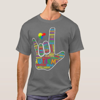 ASL Kärlek teckenspråk Hand Autism Awareness Puzzl T Shirt