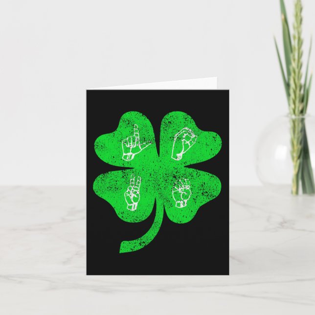 ASL Kärlek Teckenspråk St Patrick's Day Döv Medvet Kort (Framsida)
