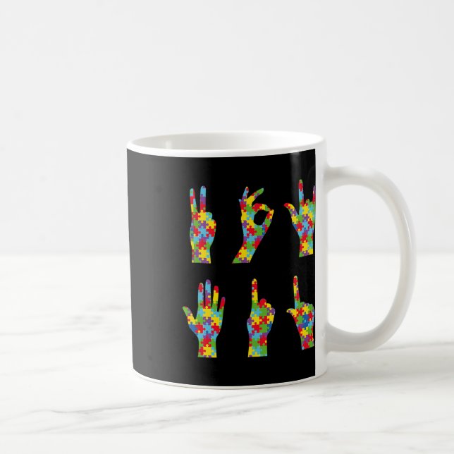 Asl Kärlek teckenspråksautism - medvetenhet Kaffemugg (Höger)