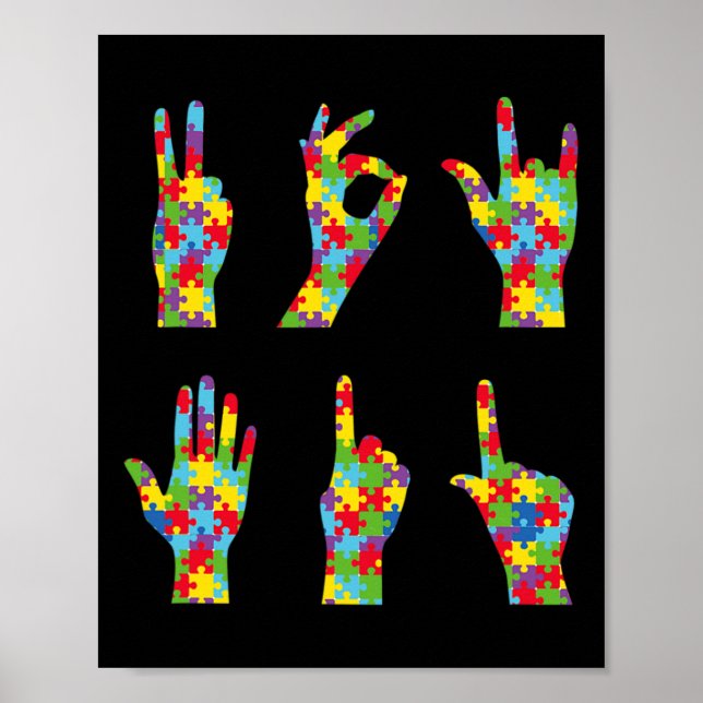 Asl Kärlek teckenspråksautism - medvetenhet Poster (Framsidan)