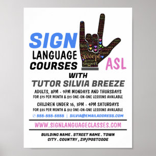 ASL, Kärleksgest, Teckenspråks Kursannons Poster