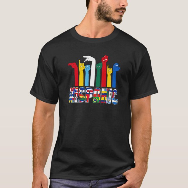 ASL Language Land Flaggor latx Hispanic Herit T Shirt (Framsida)