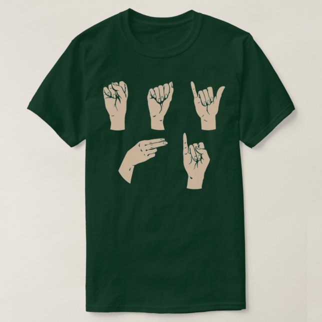 ASL Learning Say Hi Funny Hand Sign language Inter T Shirt (Design framsida)