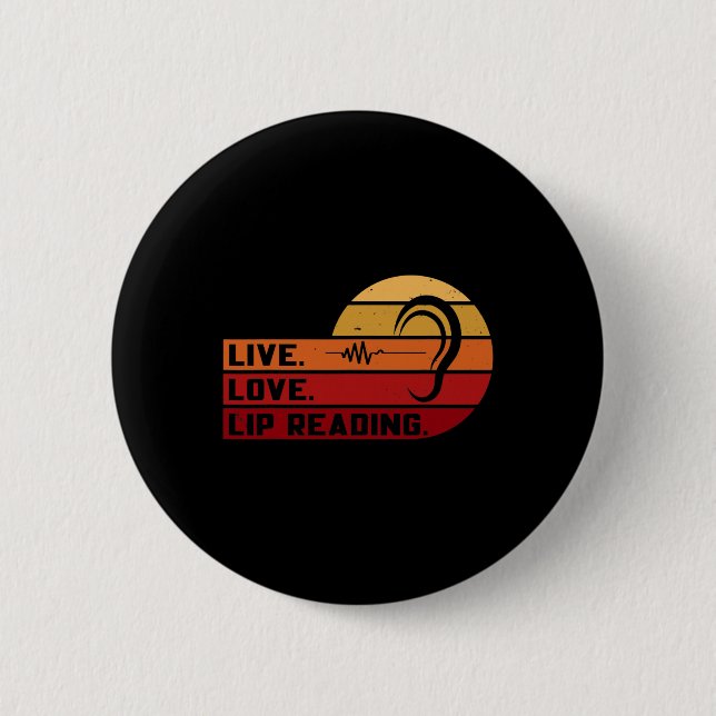 Asl Live Love Lip Reading Sign Language Deaf Aware Knapp (Framsida)
