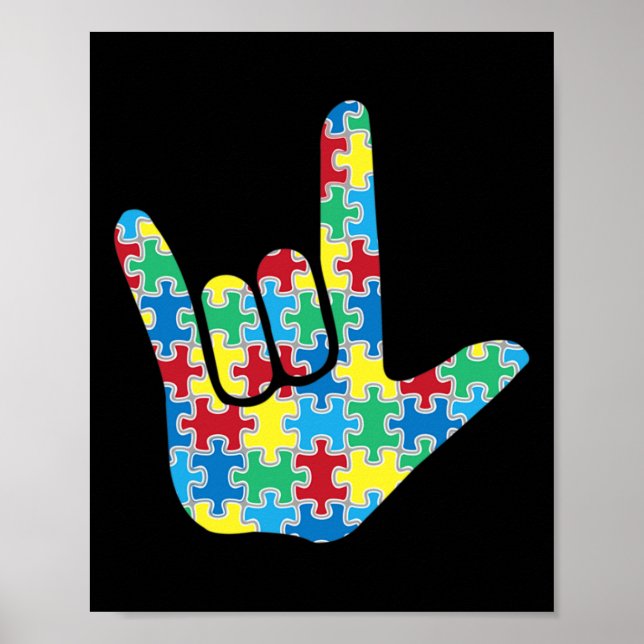 Asl Love Sign Autism Awareness  Poster (Framsidan)
