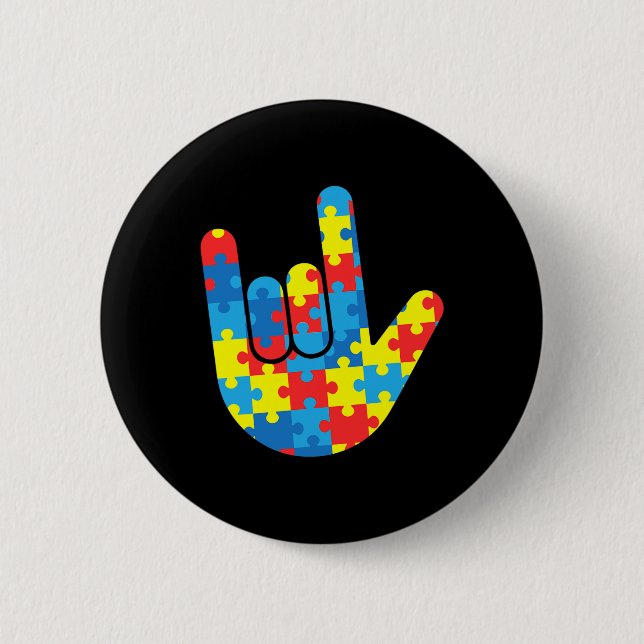 Asl Love Sign Language Autism Gift Awareness Suppo Knapp (Framsida)