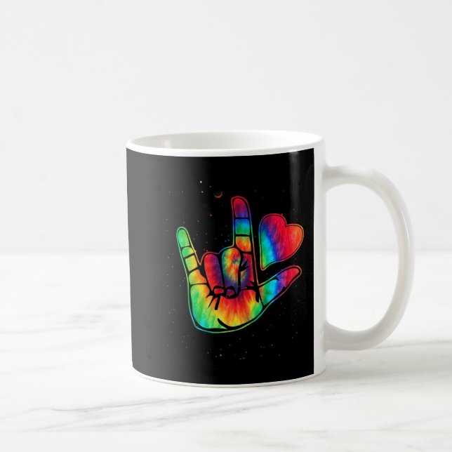 ASL Love Sign Language Hand Autism Awareness Suppo Kaffemugg (Höger)