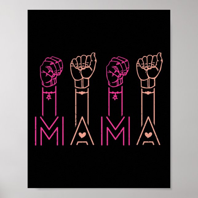 Asl Mama American Sign Language Deaf Awareness Sup Poster (Framsidan)