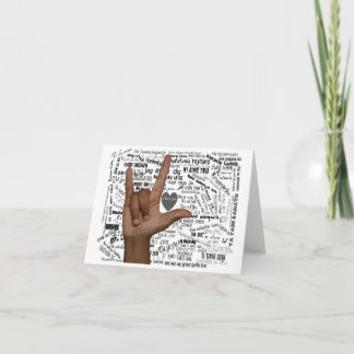 ASL och flera språk som säger I Kärlek You Tack Kort