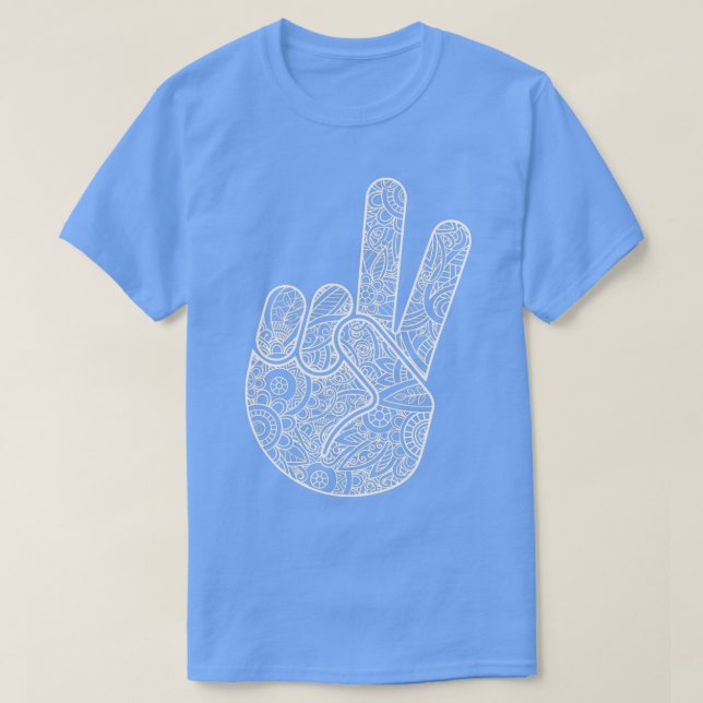 ASL Peace Hand Sign Language with Zen Mandala Hipp T Shirt (Design framsida)