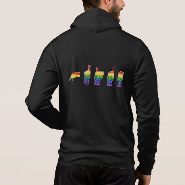 ASL-Pridet för HBT Glitter Rainbow ASL T Shirt (Baksida)