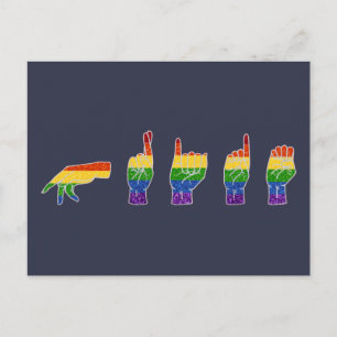 ASL-Pridet för HBT Glitter Rainbow ASL Vykort