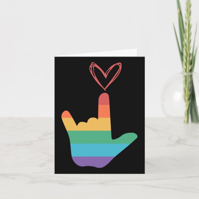 Asl Rainbow Kärlek Symbol Döv Kort (Framsida)