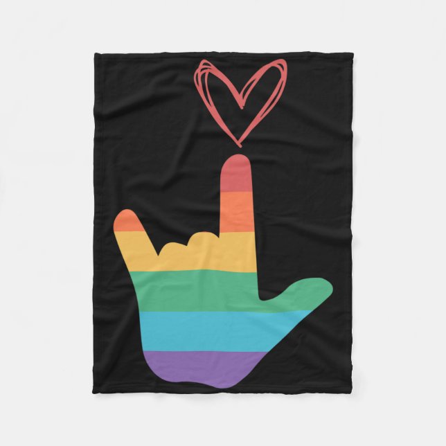 Asl Rainbow Love Symbol Deaf  Fleecefilt (Framsidan)