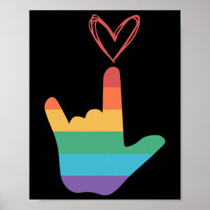 Asl regnbågs kärlekssymbol döv  poster
