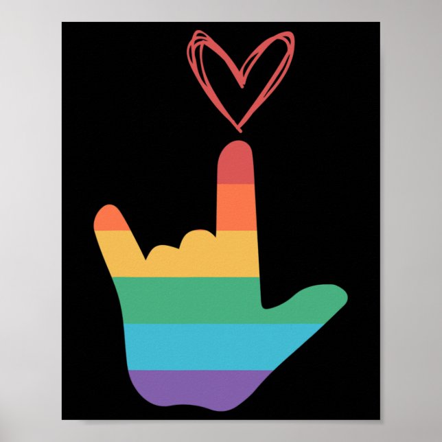 Asl regnbågs kärlekssymbol döv  poster (Framsidan)