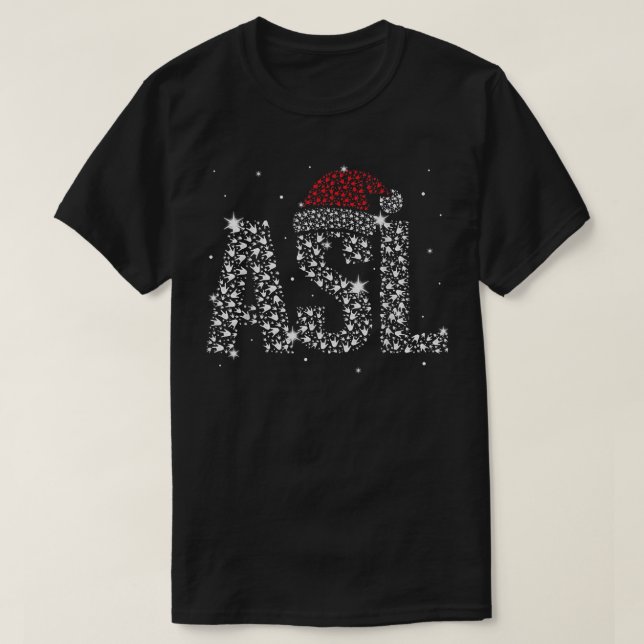 ASL Santa Hat American Sign-Language-juldea T Shirt (Design framsida)
