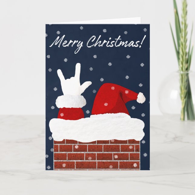 ASL Santa w/ I Kärlek du handformar julkort Helgkort (Framsida)