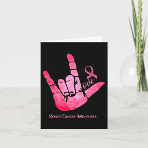 Asl Sign Kärlek Breast Cancer Awareness Rosa Ribbo Kort
