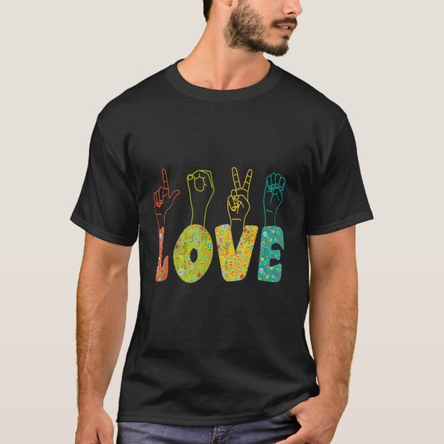 ASL Sign Language I Loves You American Sign Langua T Shirt (Framsida)
