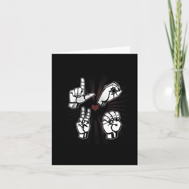 Asl Sign Language Valentines day 2021 Gift for Dea Kort (Framsida)
