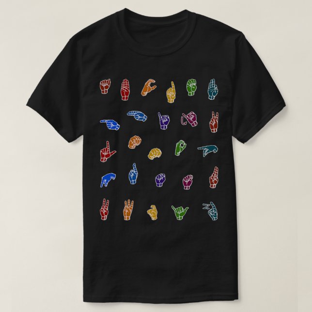 ASL Stickers ABCs Individual ASL Alphabet Brev T Shirt (Design framsida)