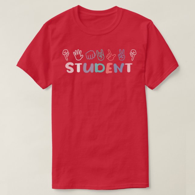 ASL Student Hand teckenspråk Lärare Retro Intel T Shirt (Design framsida)