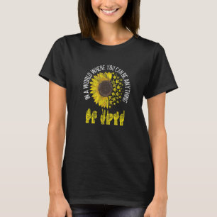 Asl Sunflower Autism Anti-Mobbning Handskylt Distr T Shirt
