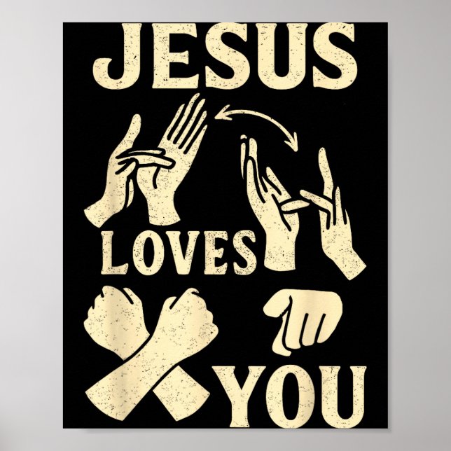 Asl Teacher American Sign Language Christian Jesus Poster (Framsidan)