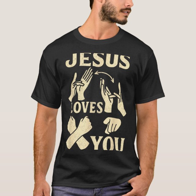 Asl Teacher American Sign Language Christian Jesus T Shirt (Framsida)