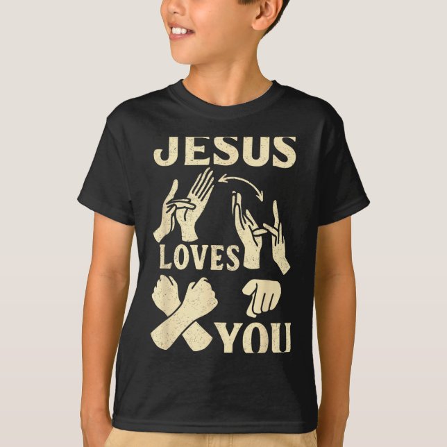 Asl Teacher American Sign Language Christian Jesus T Shirt (Framsida)