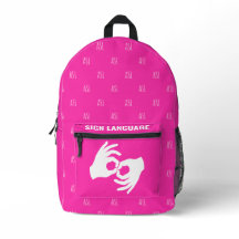 ASL-tecken-språk ryggsäck – Hot Magenta