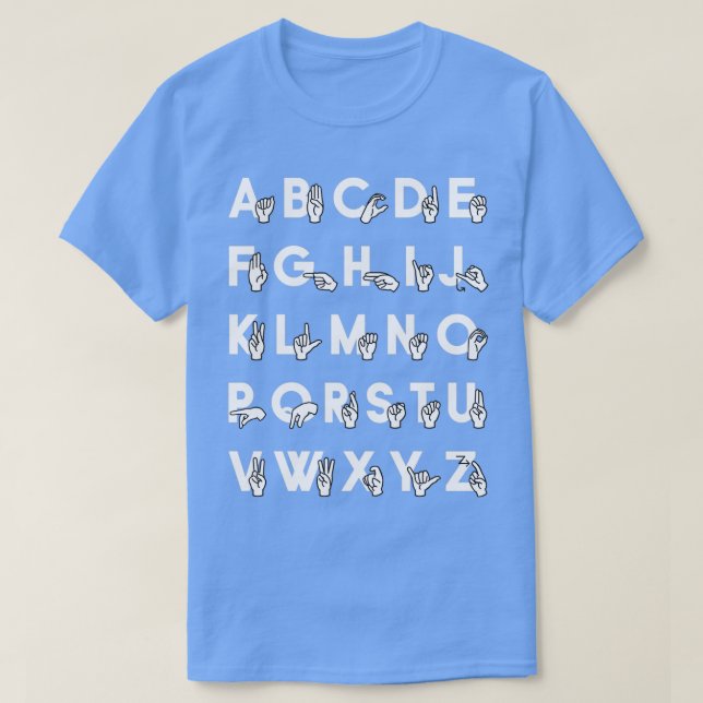 ASL-teckenspråk Alphabet White T Shirt (Design framsida)