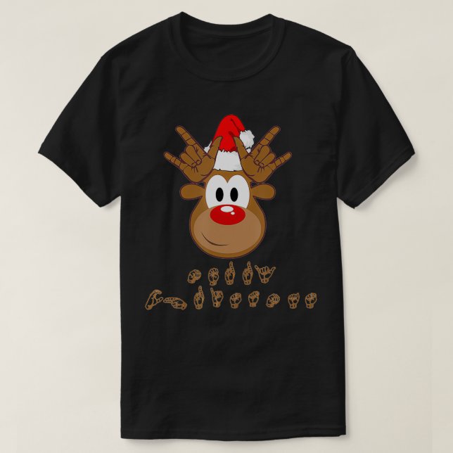 ASL-teckenspråk Döv julrenar T Shirt (Design framsida)