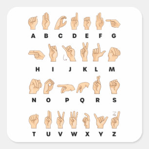 ASL-teckenspråk Hand Alphabet Lärare Fyrkantigt Klistermärke