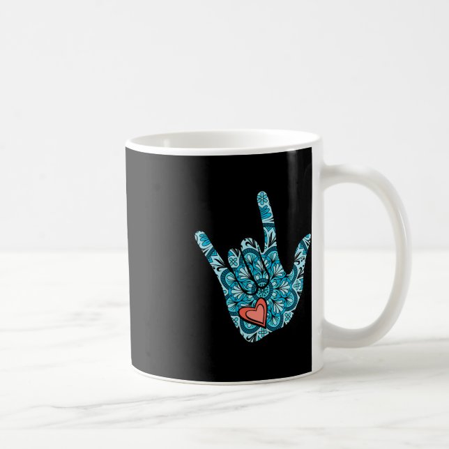 ASL-teckenspråk I Kärlek Dövet Gesture Heart Aw Kaffemugg (Höger)