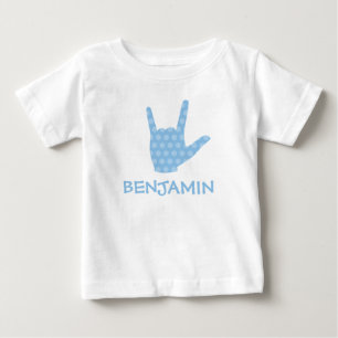 ASL-teckenspråk I Kärlek You Blue Dots Boy Namn T Shirt