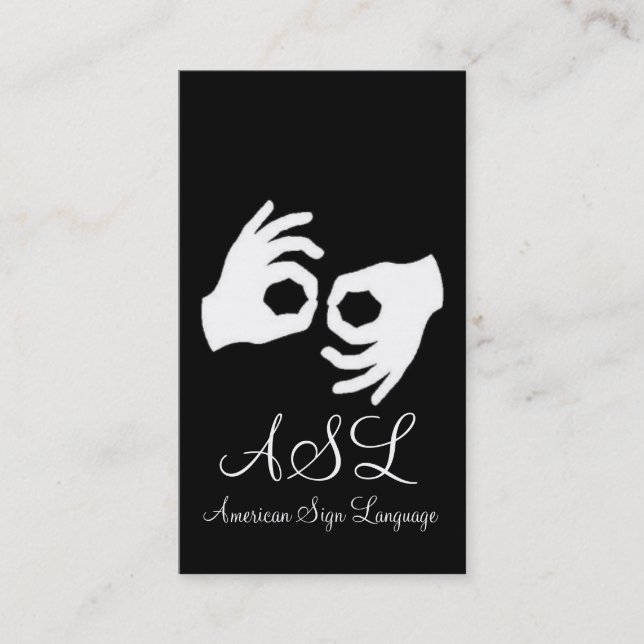 ASL, teckenspråk, översättare, Affärskort Visitkort (Framsida)
