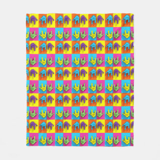 ASL-teckenspråk Pixel Kärlek Pop Fleece Blanket