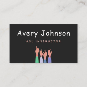 ASL-teckenspråksinstruktor enkel minimalistisk Rol Visitkort