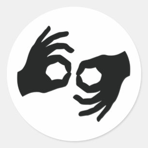 ASL-teckenspråkstolken Hand Symbol-etikett Runt Klistermärke