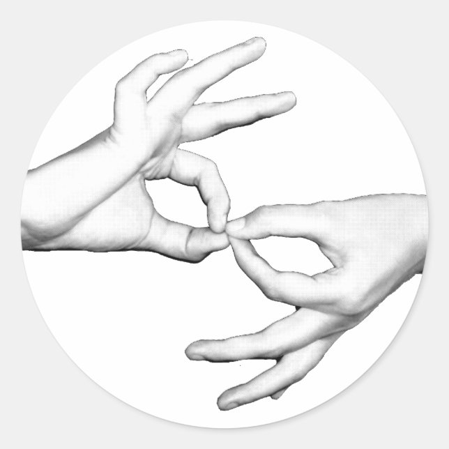 ASL-tolk Runt Klistermärke (Framsida)