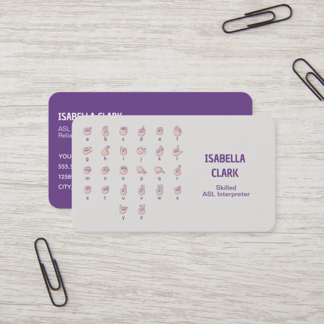 ASL-tolk Visitkort (Fram/Back In Situ)
