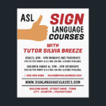 ASL Tumbs-up Gesture Sign Language Course Advert Flygblad<br><div class="desc">ASL Thumbs-up Gesture Sign Language Course Advertising Flyers by the Affärskort Store.</div>
