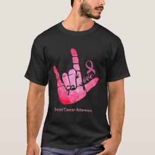 ASL Underteckna Rosa om bröstcancermedvetenhet vid T Shirt