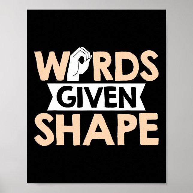 Asl Words Given Shape American Sign Language  Poster (Framsidan)