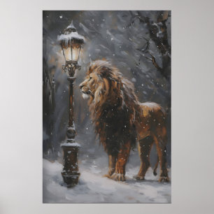 Aslan Lamppost Narnia Konstaffisch, Lion Utskrift Poster