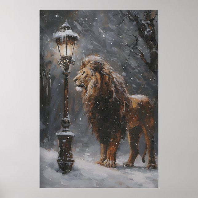 Aslan Lamppost Narnia Konstaffisch, Lion Utskrift Poster (Framsidan)